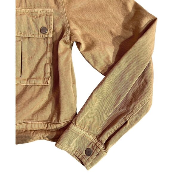 Blank NYC Women Jacket Medium Size Buff Twill Utility Beige Cotton Pockets - Picture 7 of 13